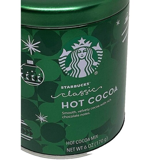 Starbucks Classic Hot Cocoa Tin Metal Can Canister EMPTY 6 oz Holiday Green - Picture 4 of 9